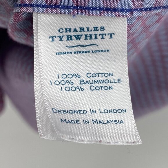 Charles Tyrwhitt Long Sleeve Polka Dot Button Down Shirt Men’s Size XL - Picture 5 of 8